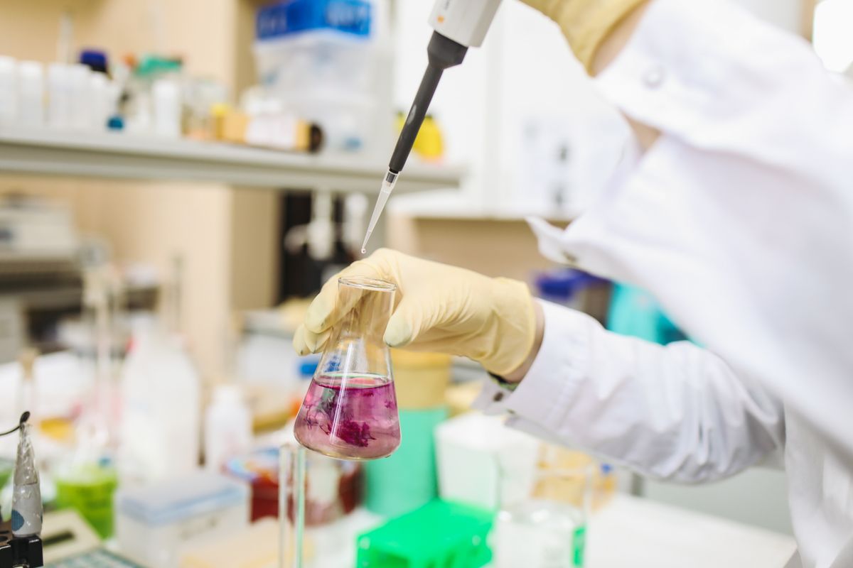 Water sample being analyzed in a laboratory